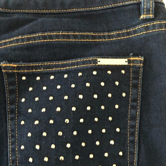 Micheal Kors  size 10 dark blue studded jeans skinny roll cuffs for cropped - Picture 8 of 13